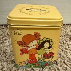Vintage Hallmark Yellow Metal Coin Bank